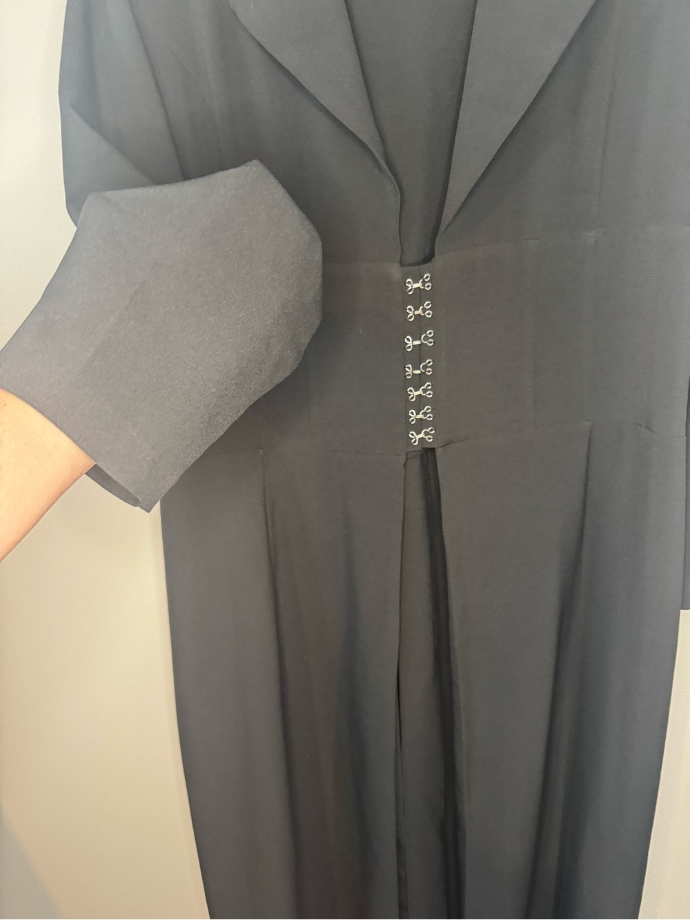 VENUS Black Longline Blazer Duster Jacket Womens 18 Corset Lace Back Hook & Eye - Picture 4 of 8